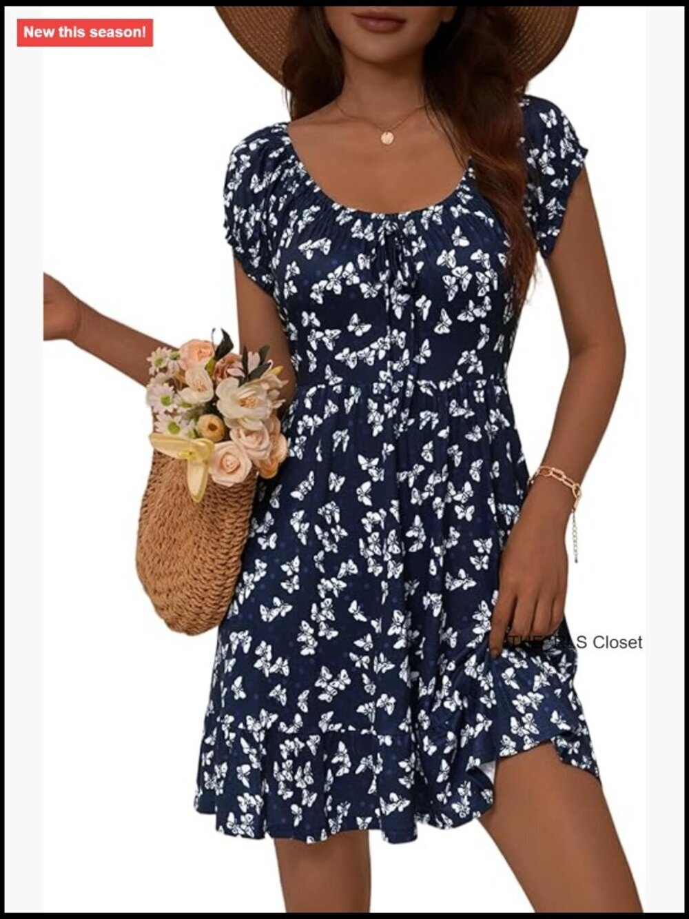 Floral Short Summer Mini Dress with Pockets Milkmaid Sundress